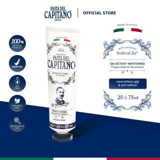 [Bundle] Pasta del Capitano Whitening Line Toothpaste 75ml | Ox-Active - Baking Soda - Charcoal