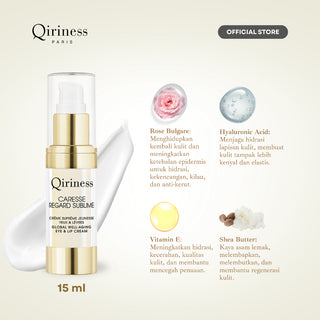 Goby Beauty - QIRINESS CARESSE REGARD SUBLIME Eye and Lip Cream 15ml | Krim Mata & Bibir Premium Anti Aging