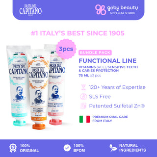 [Bundle] Pasta del Capitano Toothpaste - Functional Line Series | Sensitive - Vitamins - Caries Protection