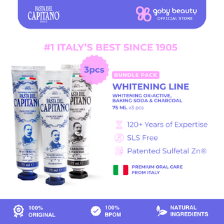 [Bundle] Pasta del Capitano Whitening Line Toothpaste 75ml | Ox-Active - Baking Soda - Charcoal