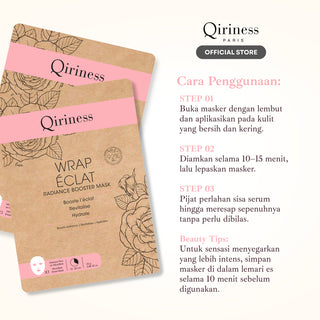 QIRINESS WRAP ÉCLAT Radiance Booster Mask 25g | Masker Premium untuk Melembapkan & Mencerahkan Wajah